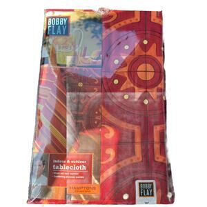 NEW Bobby Flay 70” ROUND #36744 Polyester Red Orange, Indoor Outdoor, Seats 4-6